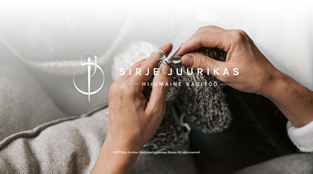 Hands knitting, with the Sirje Juurikas logo