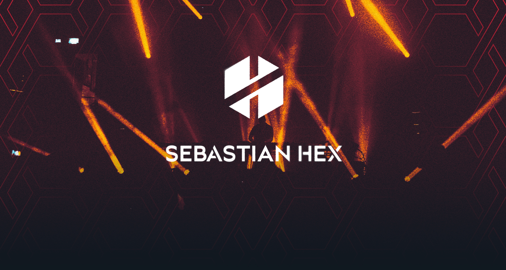 Sebastian Hex logo over a club crowd and stage lights