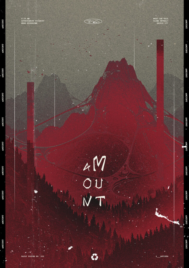 Amount event poster – red mountain landscape