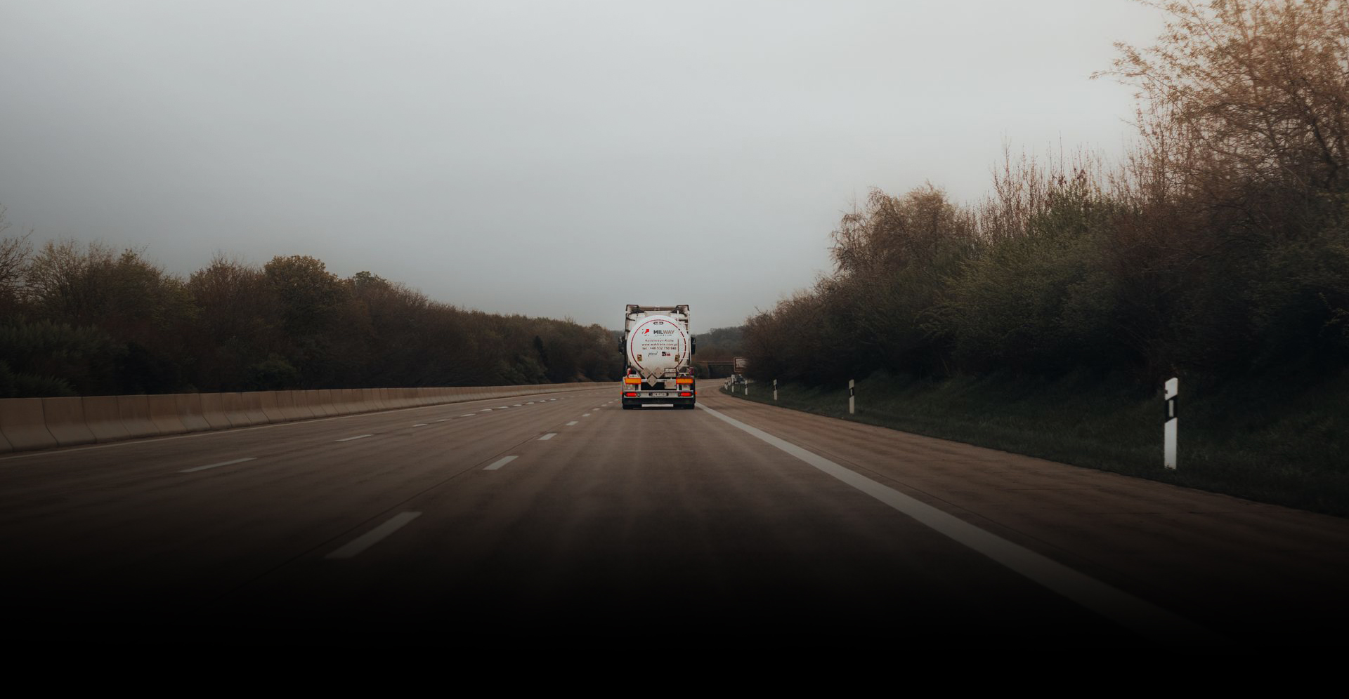 Truck on an empty road