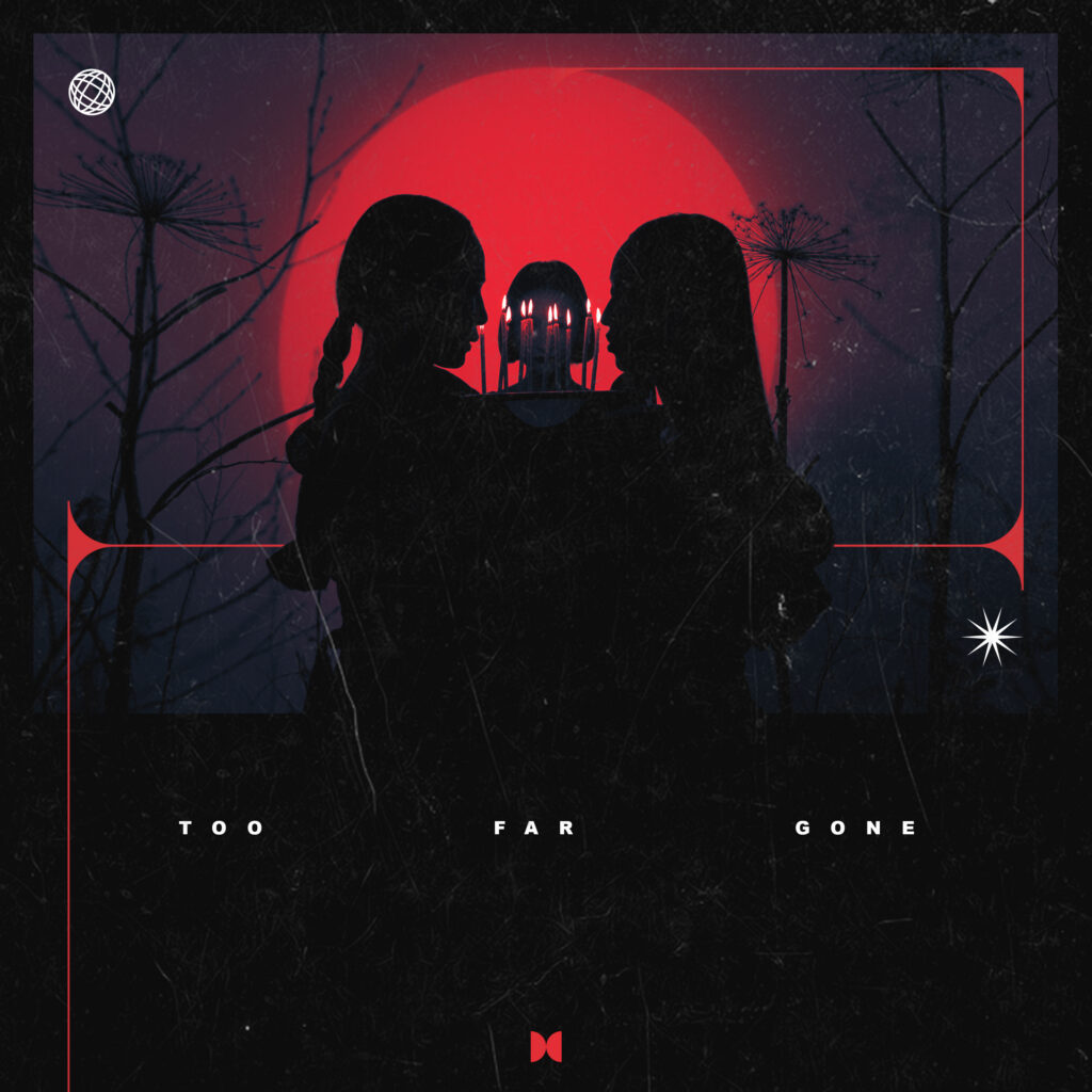 Too Far Gone cover art – two silhouettes against a red sun